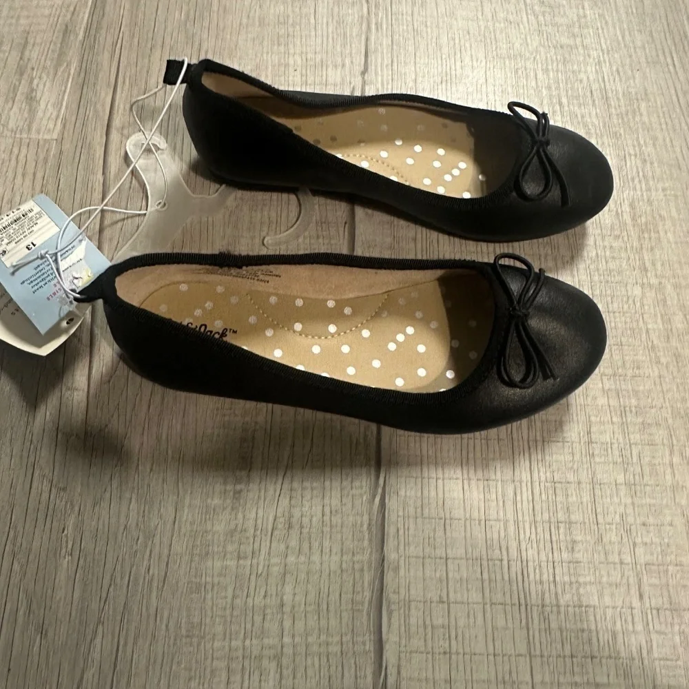 Cat & Jack Girls Ballet Flats Black Size 13